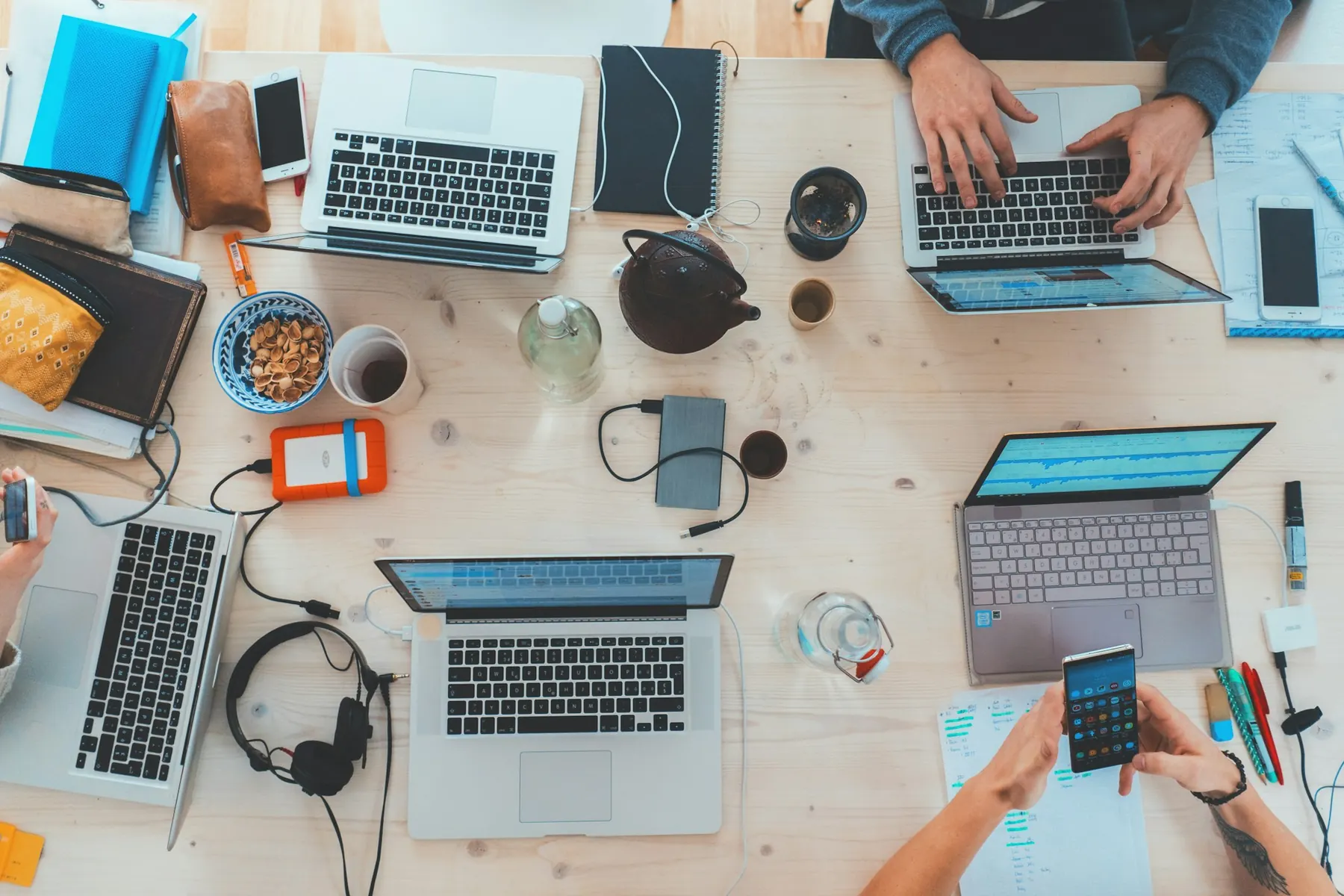 Engineers planning at a shared desk